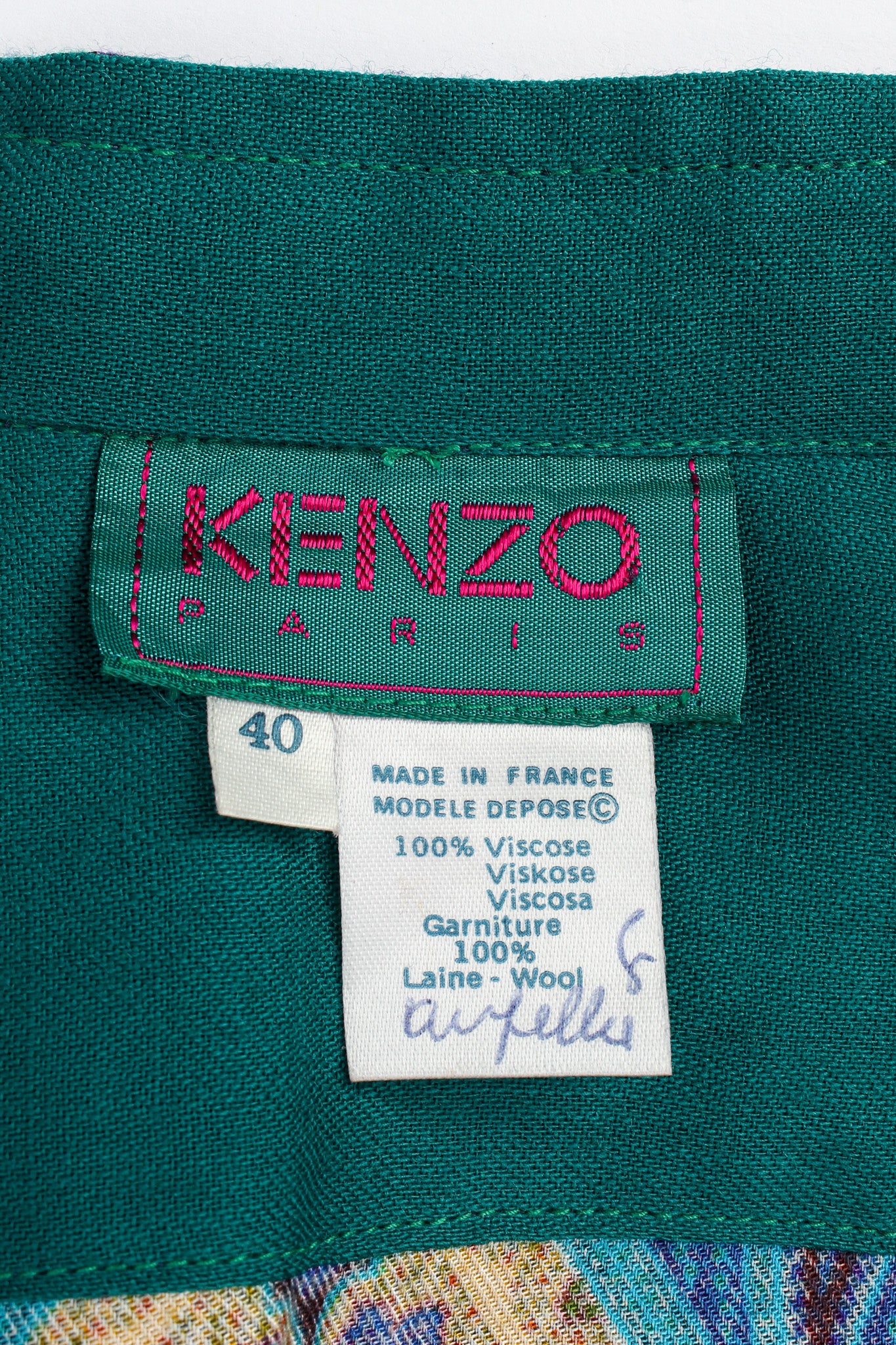 Vintage Kenzo Paisley Floral Tunic Shirt Dress tag @ Recess LA