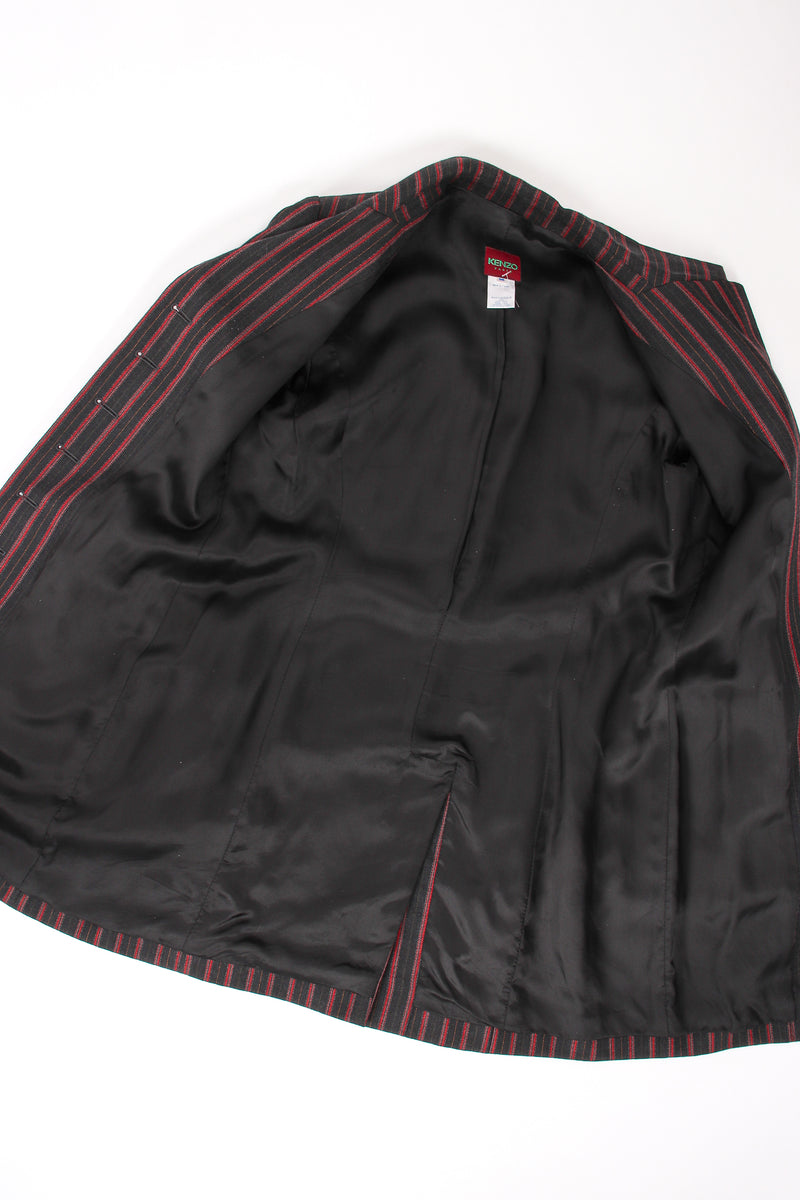 Vintage Kenzo Longline Pinstripe Jacket & Pant Suit lining at Recess Los Angeles
