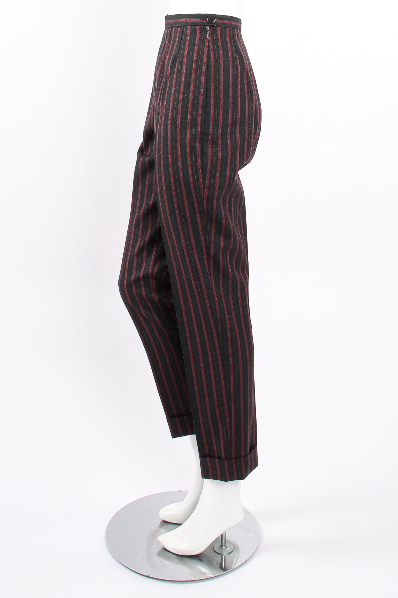 Vintage Kenzo Longline Pinstripe Jacket & Pant Suit on Mannequin pant side at Recess Los Angeles