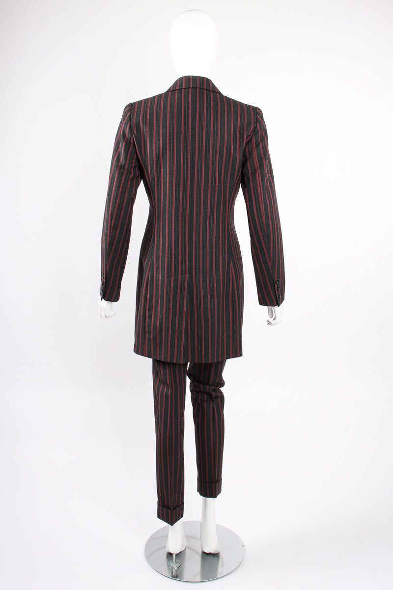 Vintage Kenzo Longline Pinstripe Jacket & Pant Suit on Mannequin back at Recess Los Angeles