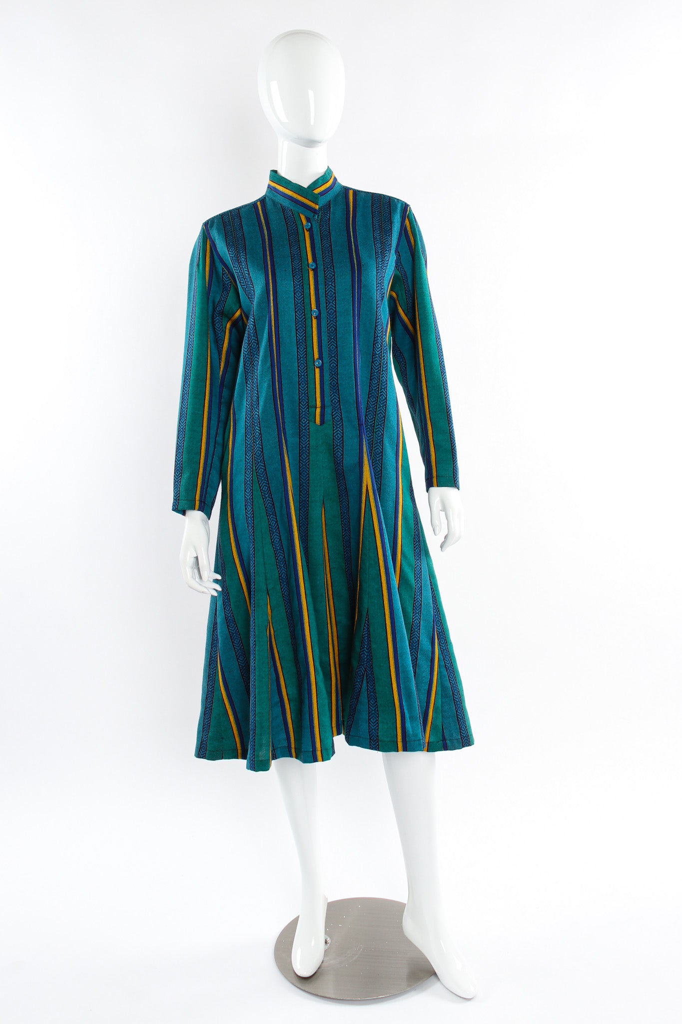 Vintage Kenzo Stripe Print Wool Dress mannequin front @ Recess LA