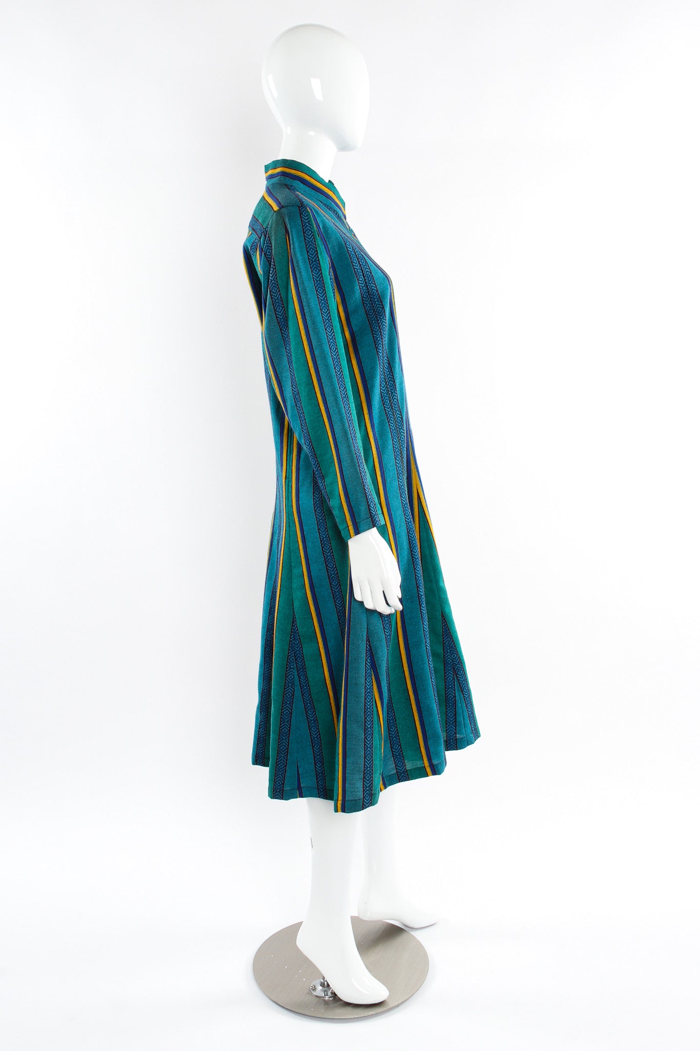 Vintage Kenzo Stripe Print Wool Dress mannequin side @ Recess LA