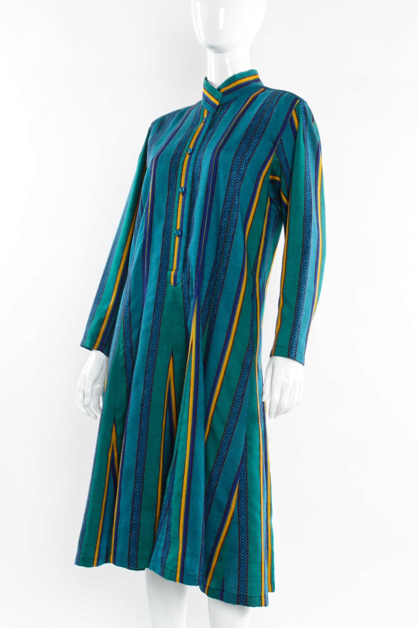Vintage Kenzo Stripe Print Wool Dress mannequin angle  @ Recess LA