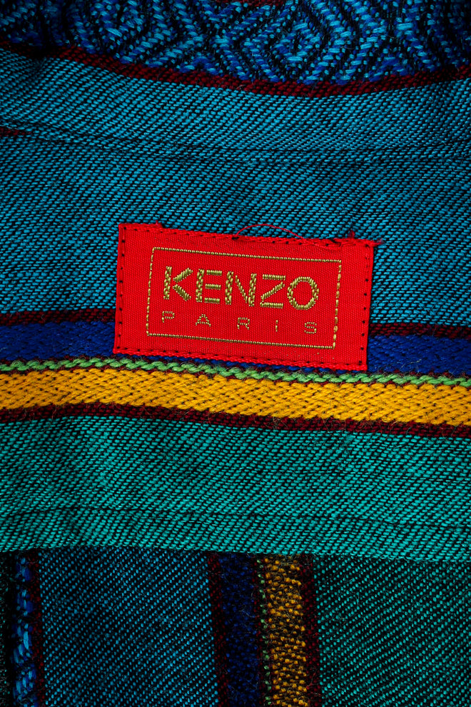 Vintage Kenzo Stripe Print Wool Dress tag  @ Recess LA