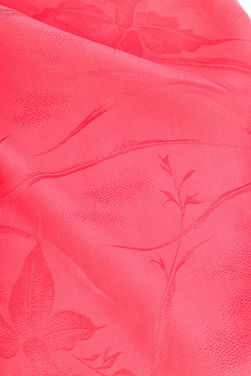 Carmine pink floral embossed kimono fabric close  @recessla