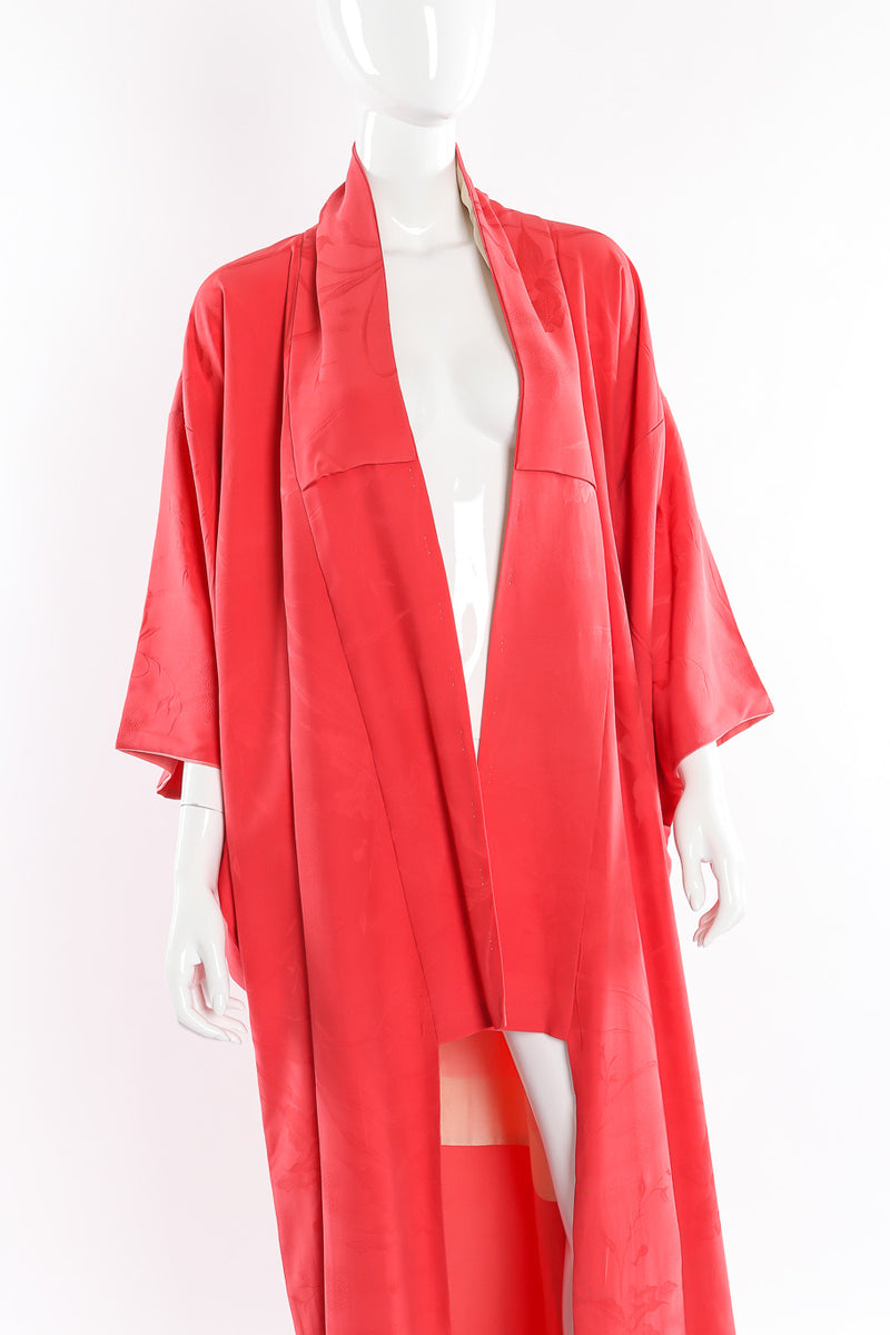 Carmine pink floral embossed kimono mannequin close arms down @recessla