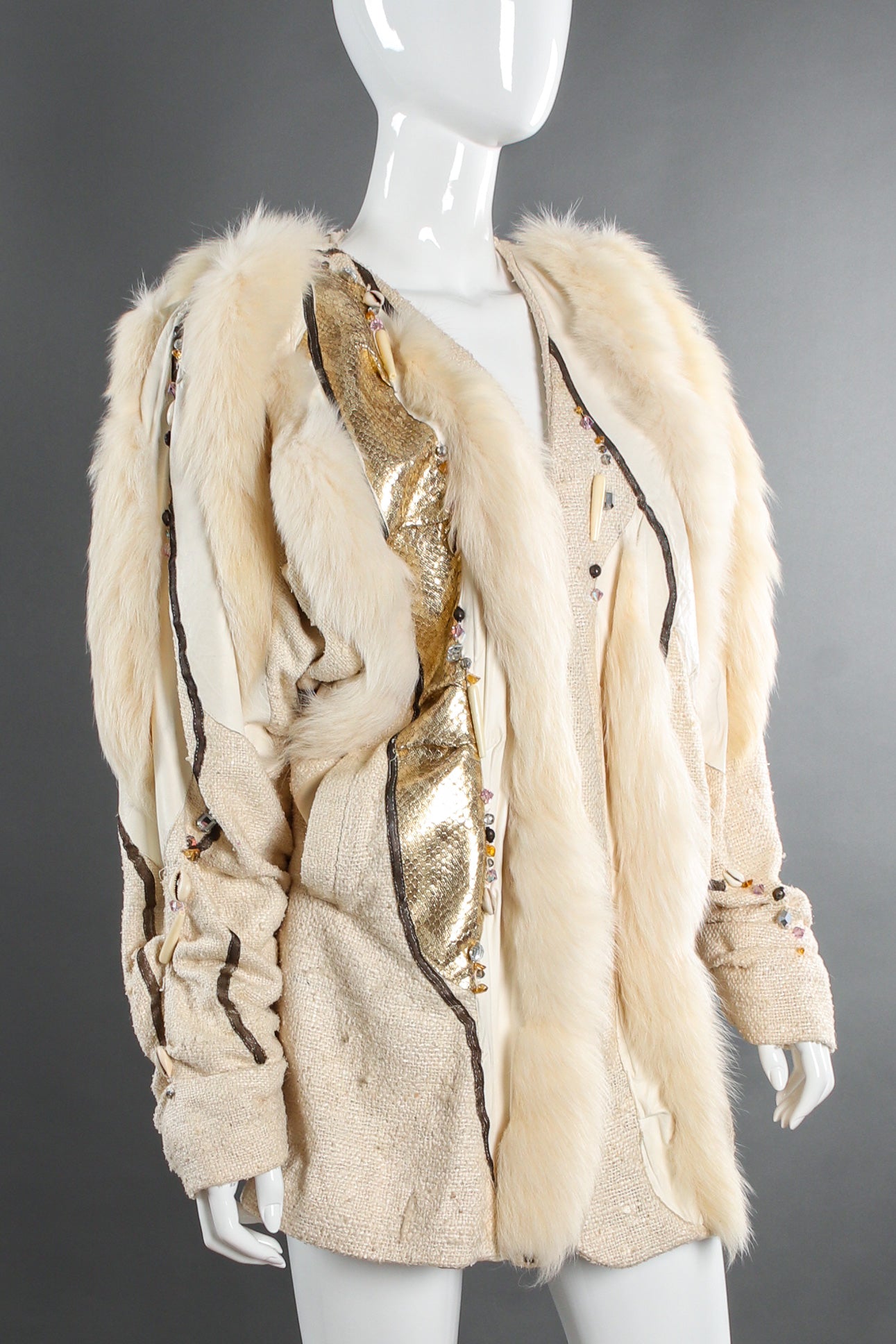 Vintage Kip Kirkendale Leather Fur Patchwork Jacket mannequin close @ Recess LA