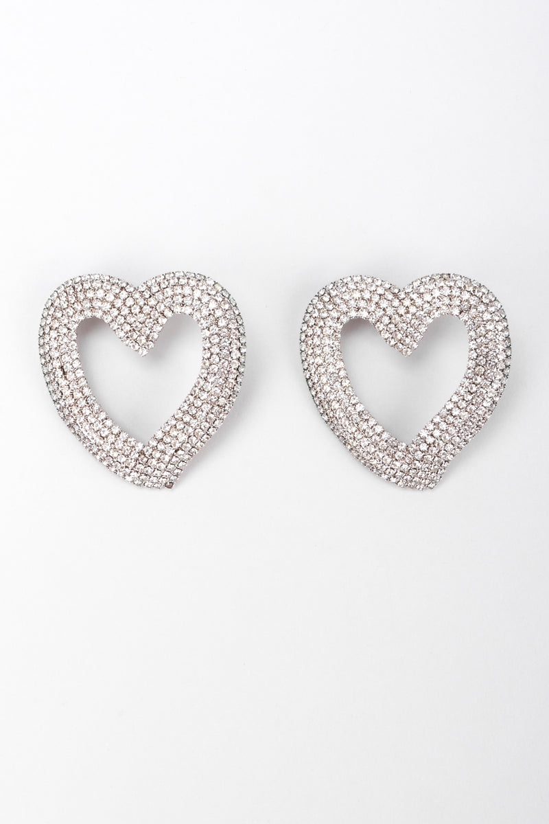 Recess Los Angeles Vintage Kirks Folly Pierced Rhinestone Heart Earrings
