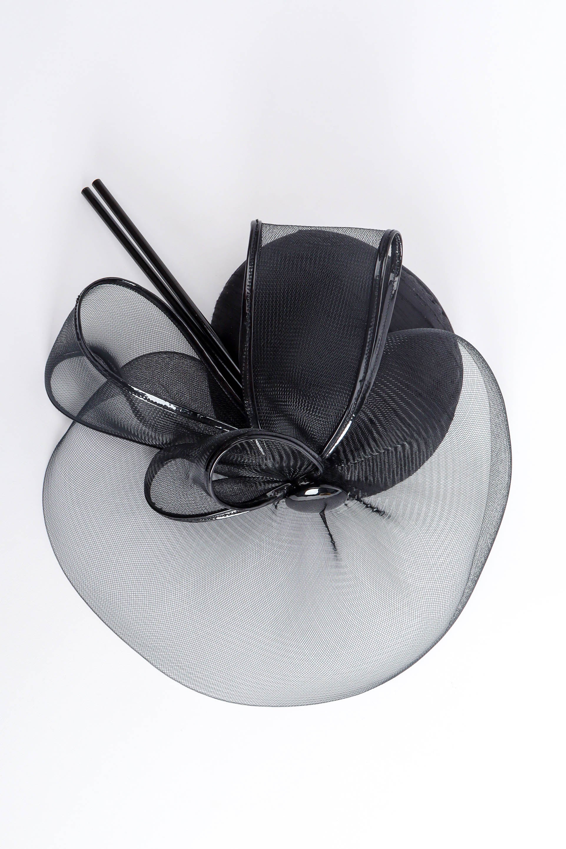 Vintage Kokin Veil Bow Fascinator Hat top/crown flat lay @ Recess LA