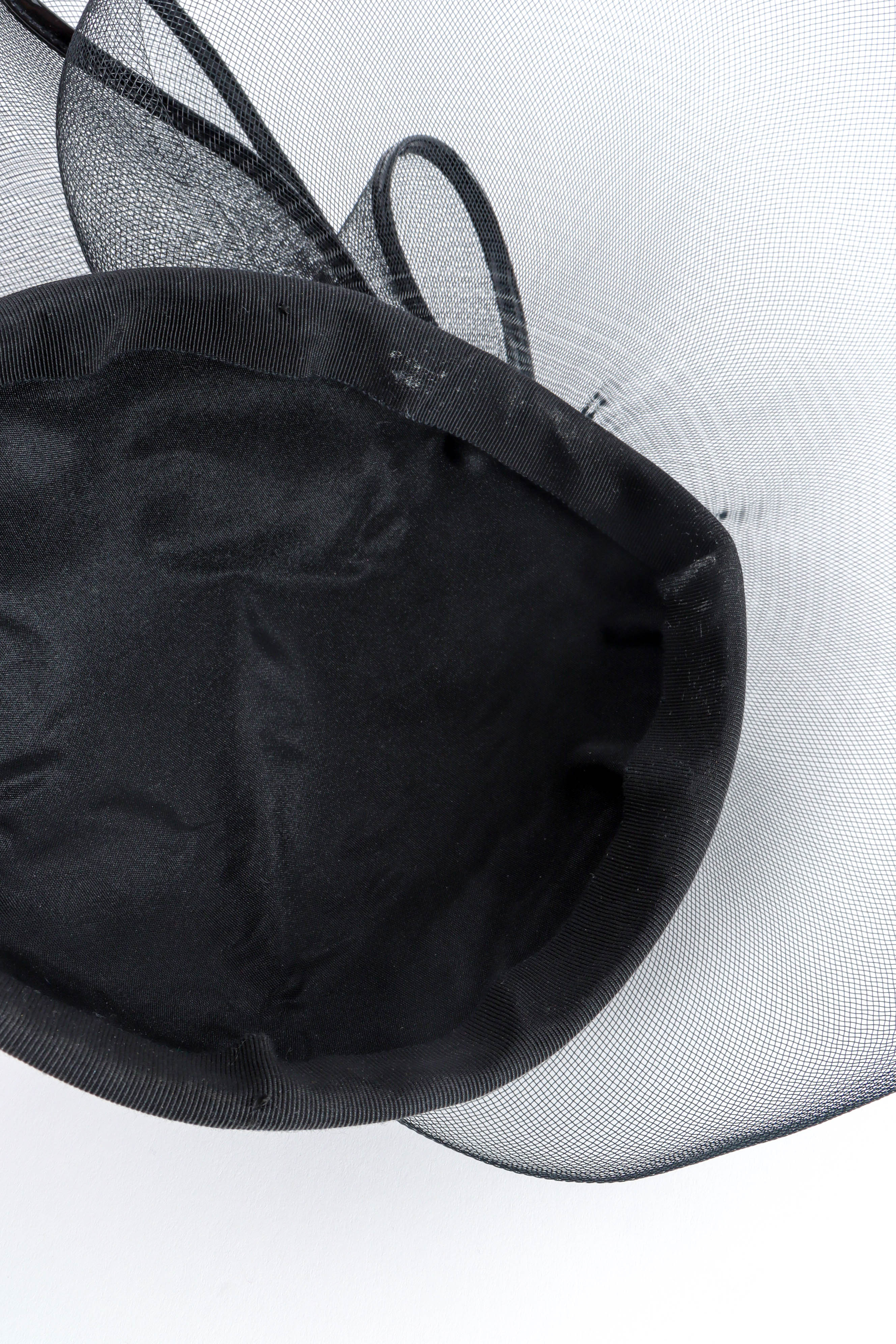 Vintage Kokin Veil Bow Fascinator Hat inverse side white markings on front inner ribbon @ Recess LA