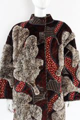 Vintage Koos Van Den Akker Leaf Foliage Fur Patchwork Coat mannequin front close up @ Recess LA