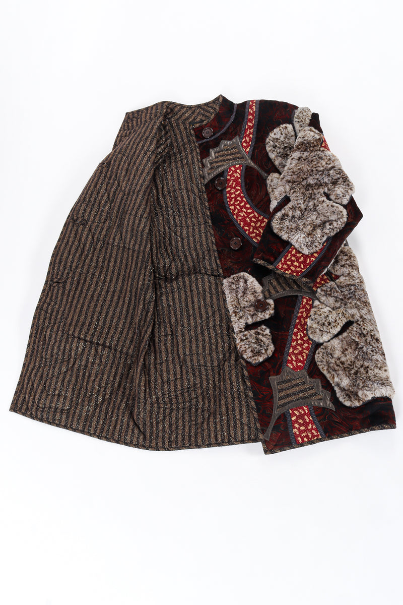Vintage Koos Van Den Akker Leaf Foliage Fur Patchwork Coat flat lining @ Recess LA
