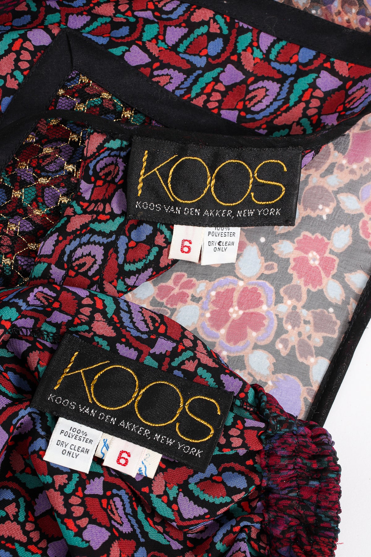 Vintage Koos Van Den Akker Mixed Print Chiffon Crop Top & Skirt