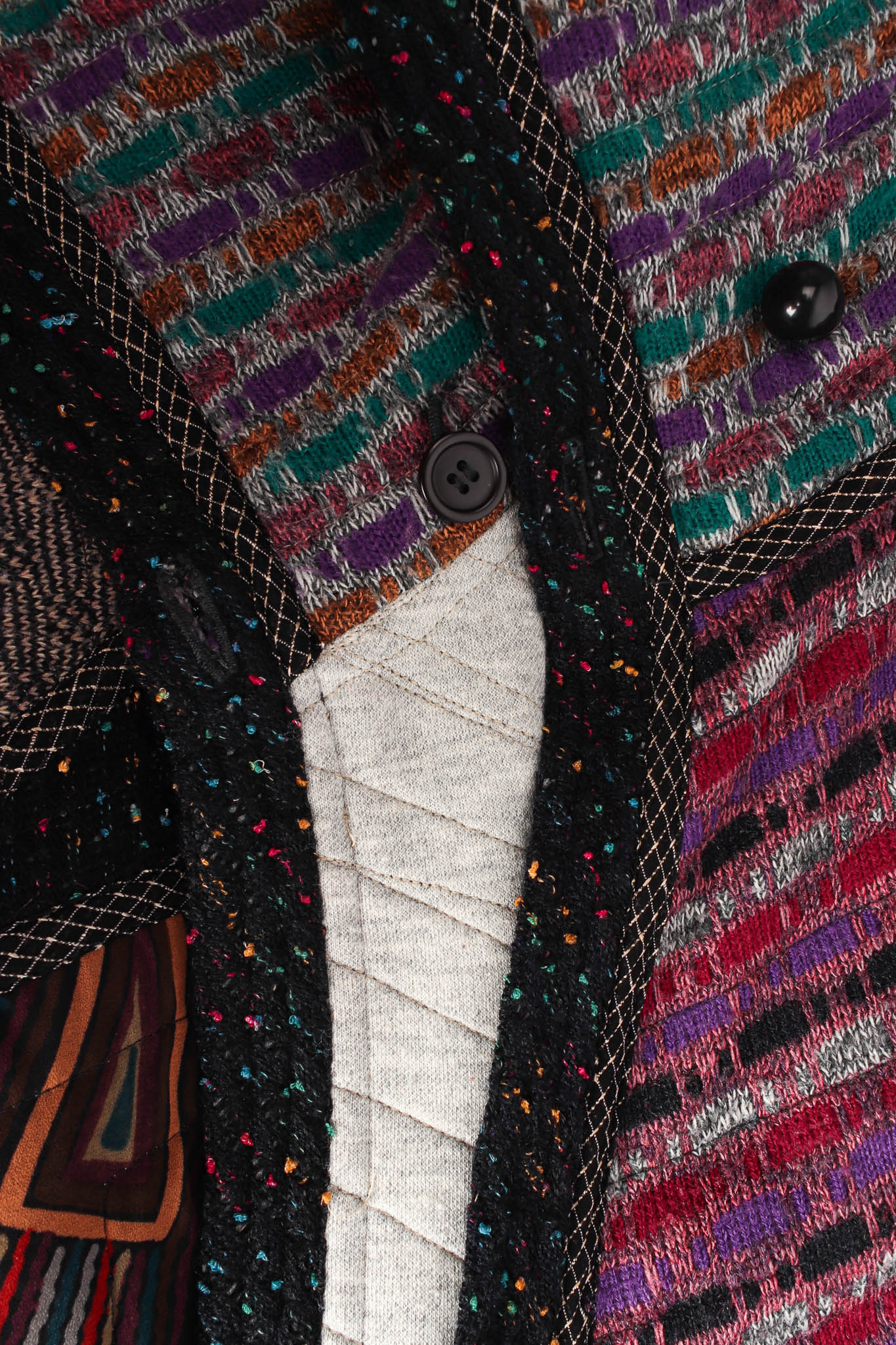 Vintage Koos Van Den Akker Stripe Patchwork Print Duster collar buttons @ Recess LA