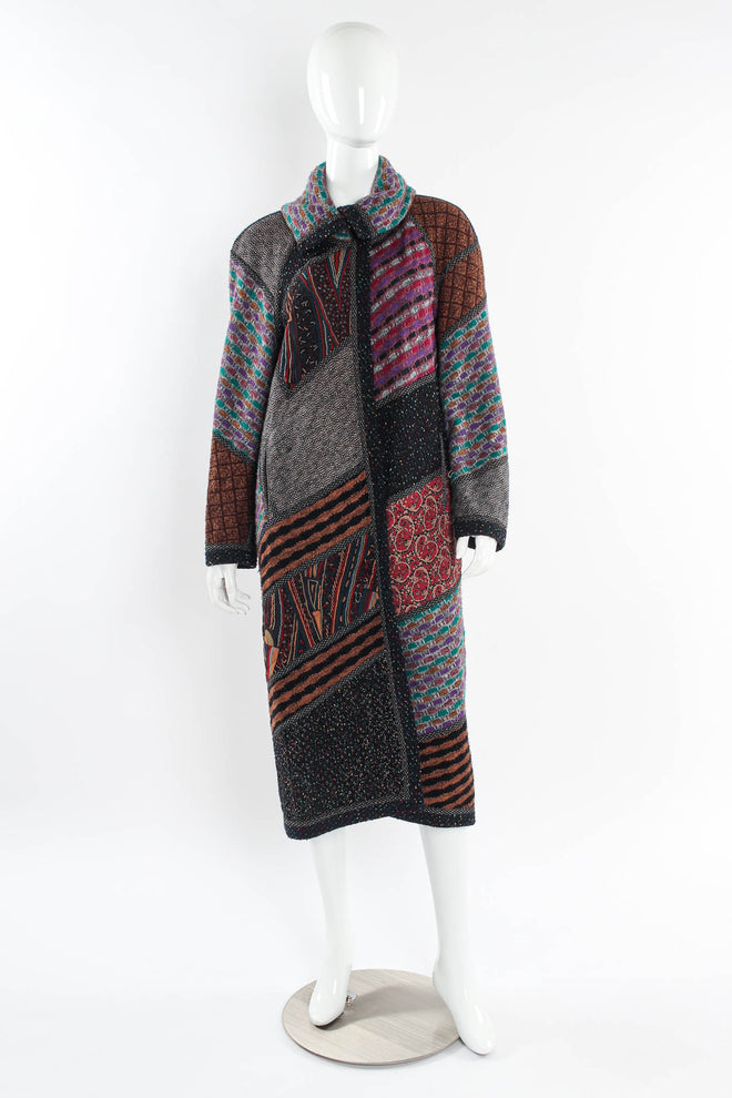 Vintage Koos Van Den Akker Stripe Patchwork Print Duster mannequin front  @ Recess LA