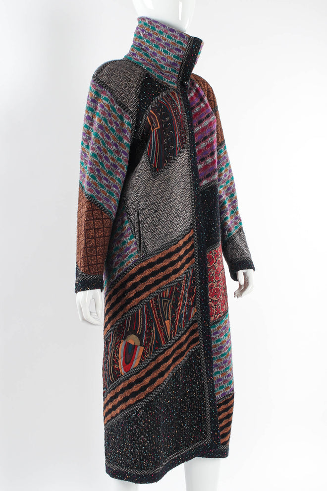 Vintage Koos Van Den Akker Stripe Patchwork Print Duster mannequin angle @ Recess LA