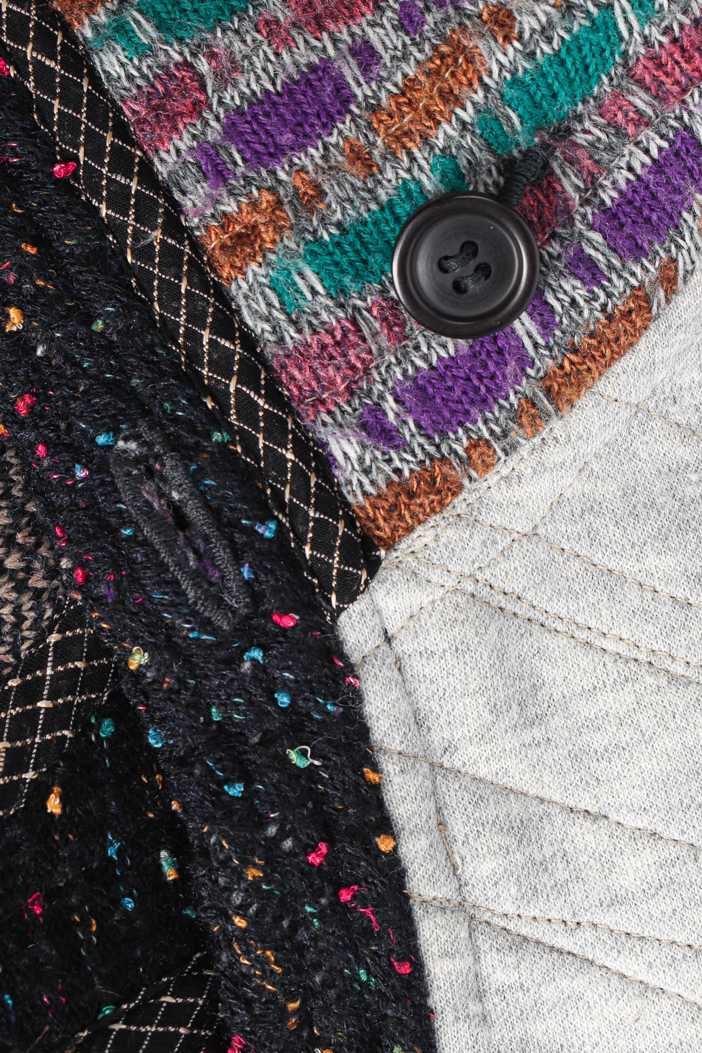 Vintage Koos Van Den Akker Stripe Patchwork Print Duster collar button @ Recess LA