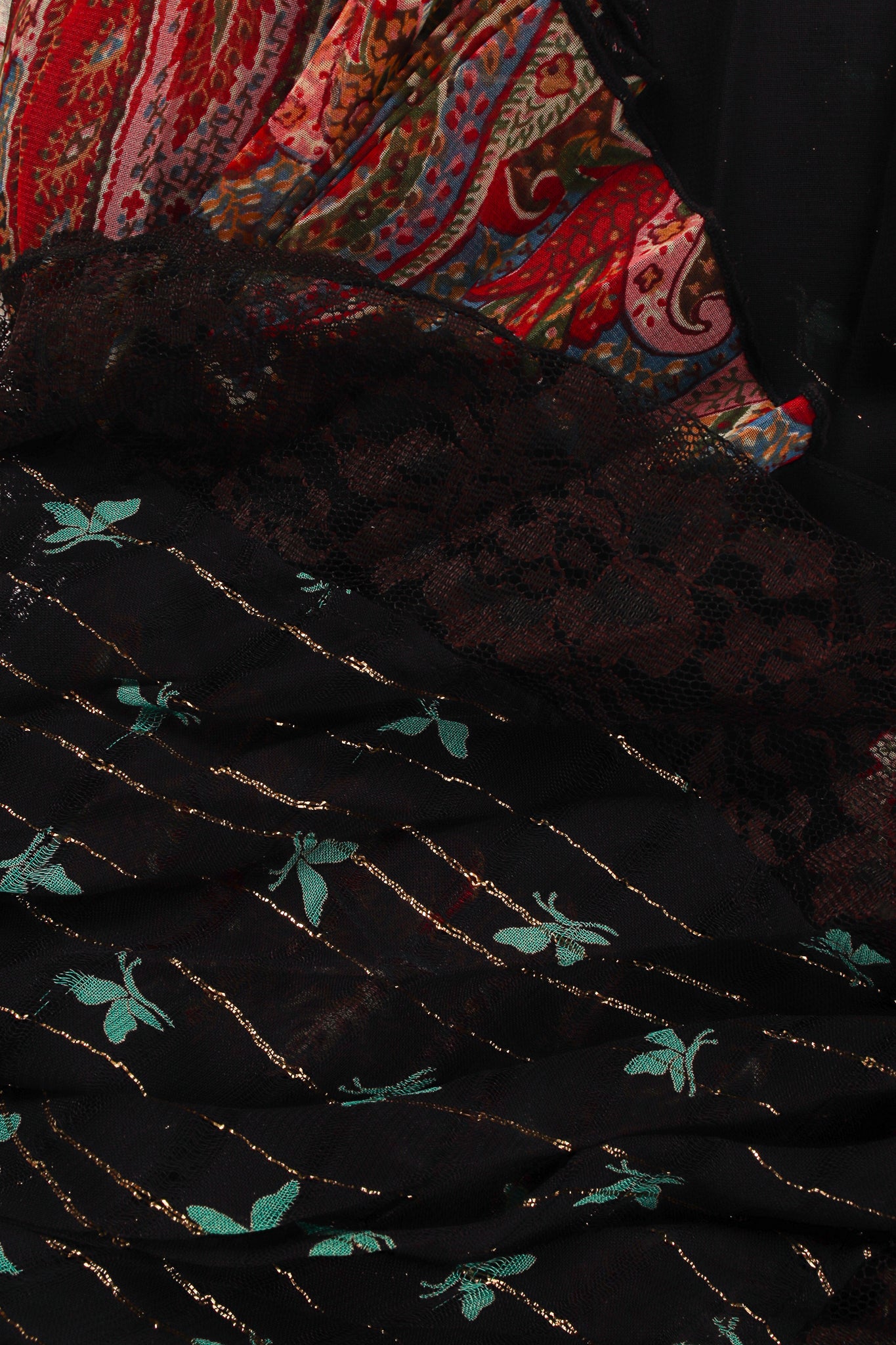 Vintage Koos Van Den Akker Layered Mesh Lace Pleated Skirt fabric at Recess Los Angeles