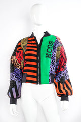 Vintage Koos Van Den Akker Patchwork Collage Bomber Jacket on mannequin front at Recess Los Angeles