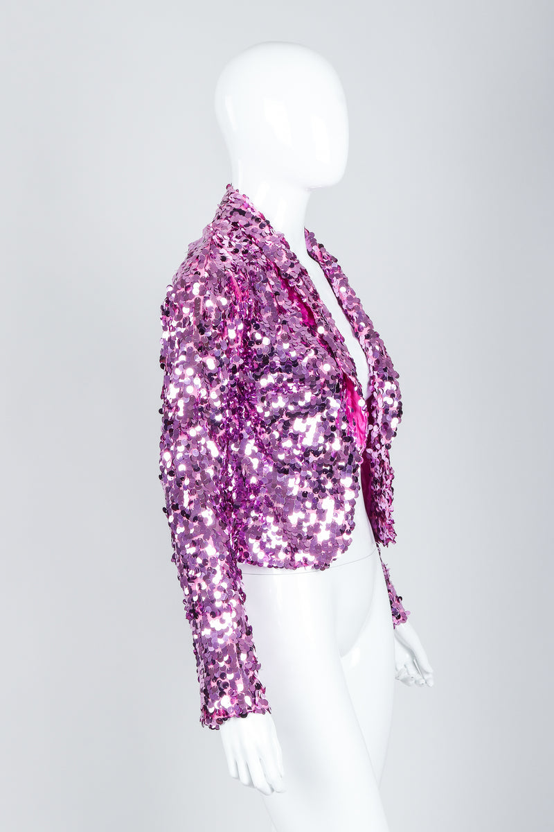 Vintage Krizia Top Shrunken Paillette Sequin Jacket on Mannequin, front, at Recess