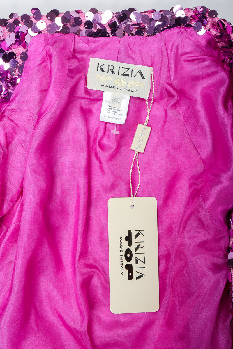 Vintage Krizia Top Shrunken Paillette Sequin Jacket lining and original tag