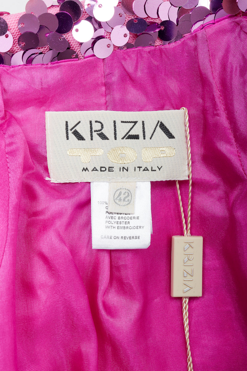 Vintage Krizia Top label on pink lining fabric