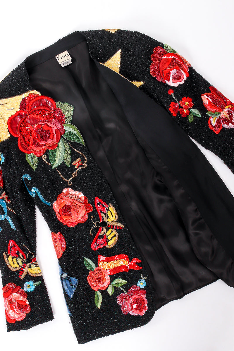 Vintage Krizia Floral Matador Beaded Jacket lining at Recess Los Angeles