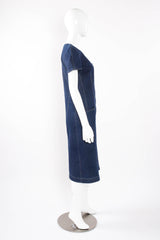 Vintage Krizia Lightning Bolt Denim Dress on mannequin side at Recess Los Angeles