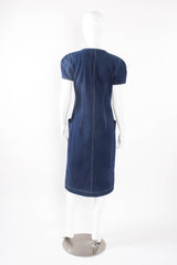 Vintage Krizia Lightning Bolt Denim Dress on mannequin back at Recess Los Angeles