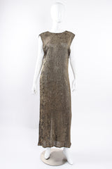 Vintage Krizia Reversible Liquid Metallic Painted Dress On Mannequin front at Recess Los Angeles