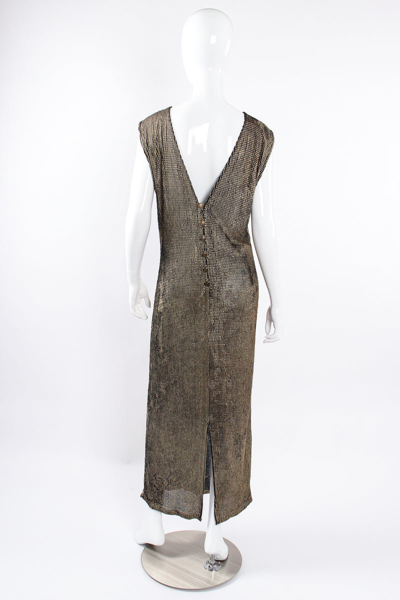 Vintage Krizia Reversible Liquid Metallic Painted Dress On Mannequin back at Recess Los Angeles