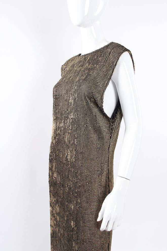 Vintage Krizia Reversible Liquid Metallic Painted Dress On Mannequin crop at Recess Los Angeles