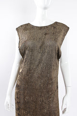 Vintage Krizia Reversible Liquid Metallic Painted Dress On Mannequin front crop at Recess LA