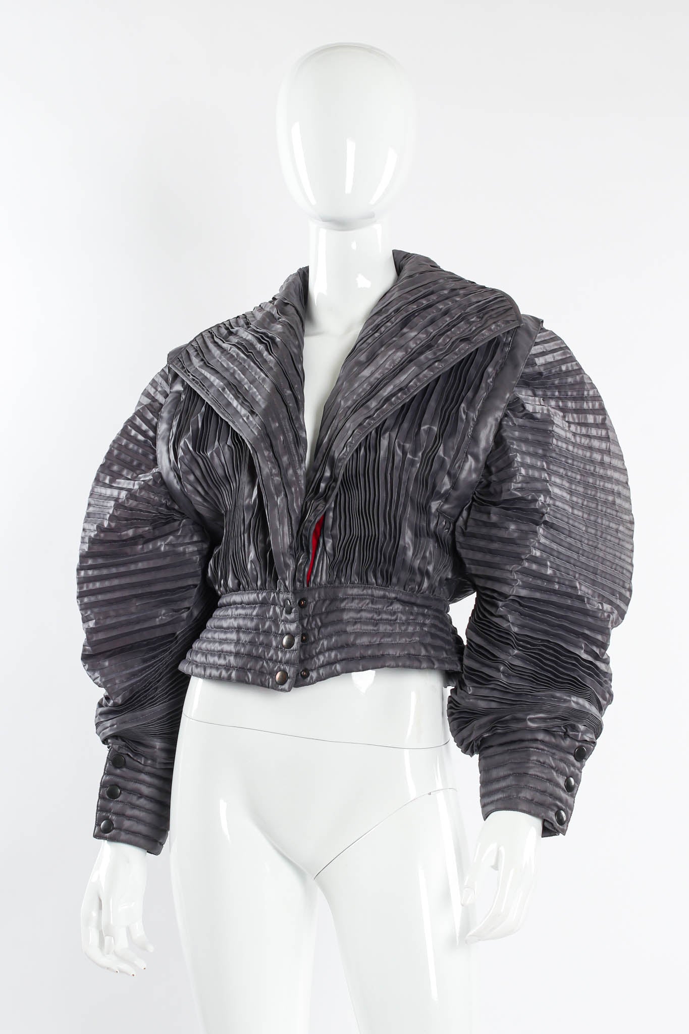 Vintage Krizia Plissé Pleat Crop Jacket mannequin angle front @ Recess Los Angeles