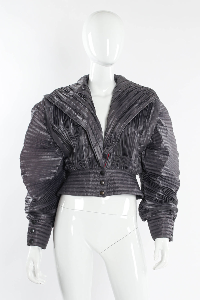 Vintage Krizia Plissé Pleat Crop Jacket mannequin front @ Recess Los Angeles