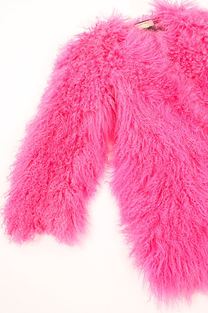 Vintage Krizia Hot pInk Slim Mongolian Fur Coat flat sleeve at Recess Los Angeles
