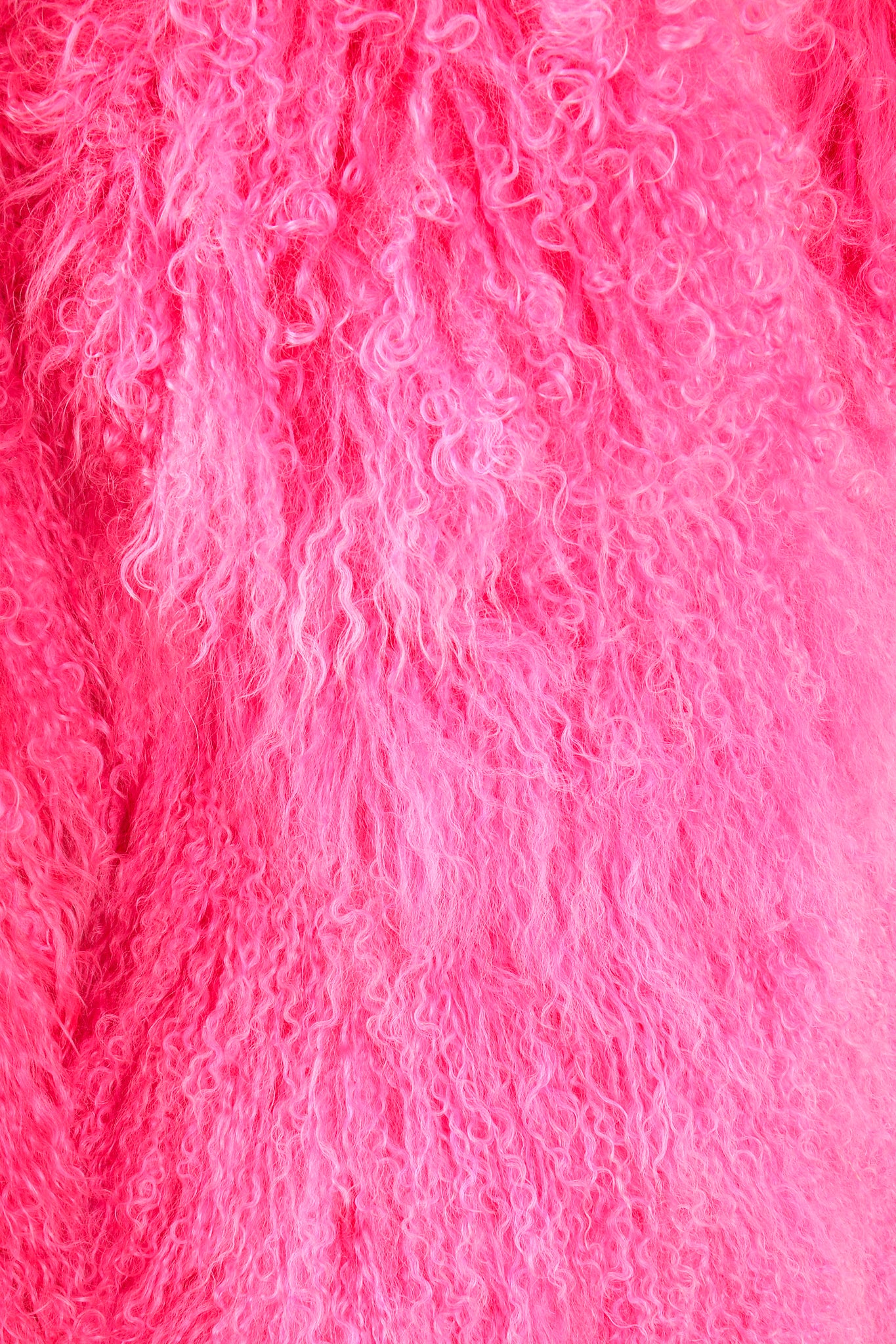 Vintage Krizia Hot pInk Slim Mongolian Fur Coat fur detail at Recess Los Angeles