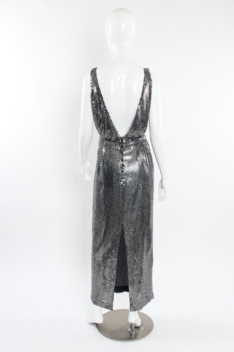 Vintage Krizia Metallic Sequin Silk Dress mannequin back @ Recess LA