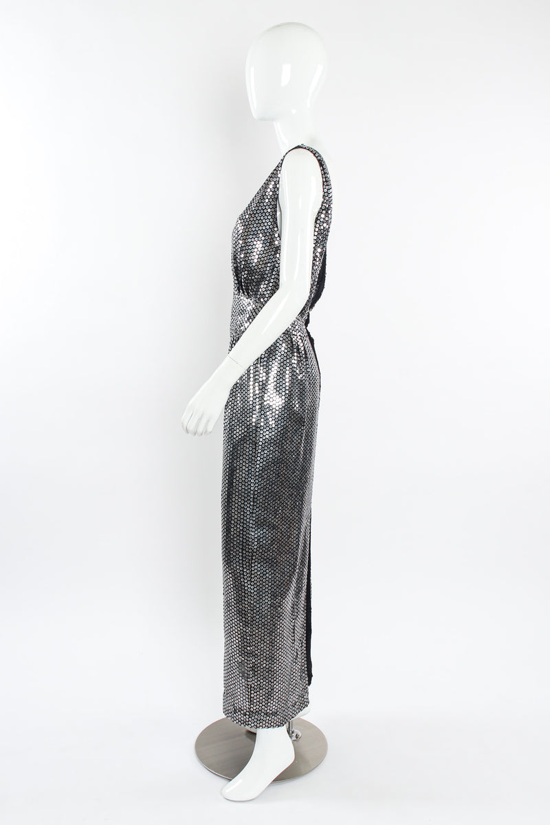 Vintage Krizia Metallic Sequin Silk Dress mannequin side @ Recess LA