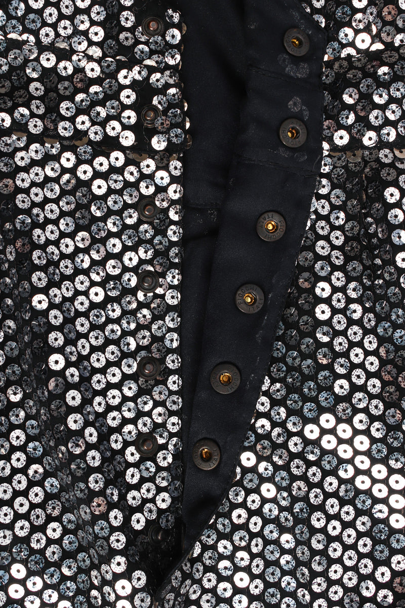 Vintage Krizia Metallic Sequin Silk Dress back snap buttons @ Recess LA
