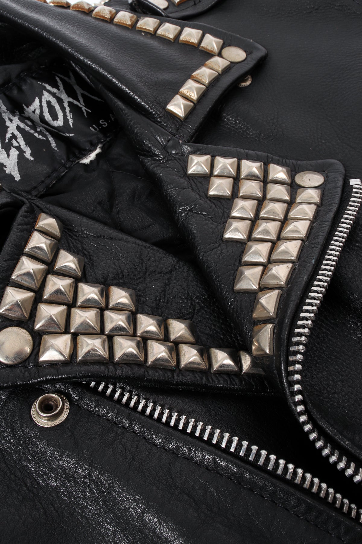 Vintage L.A. Roxx Eagle Studded Leather Biker Jacket – Recess