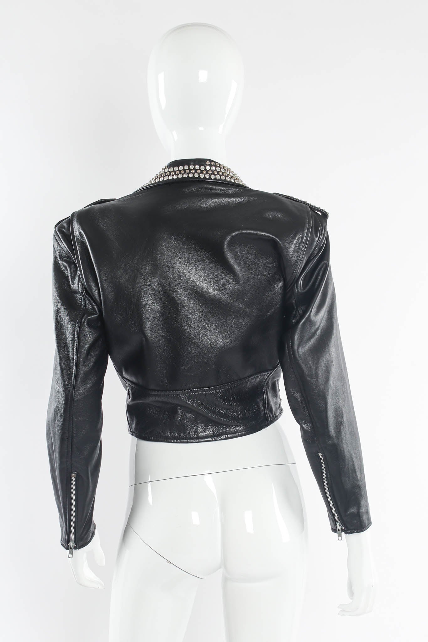 Vintage L.A. Roxx Leather Rhinestone & Studded Jacket mannequin back @ Recess LA