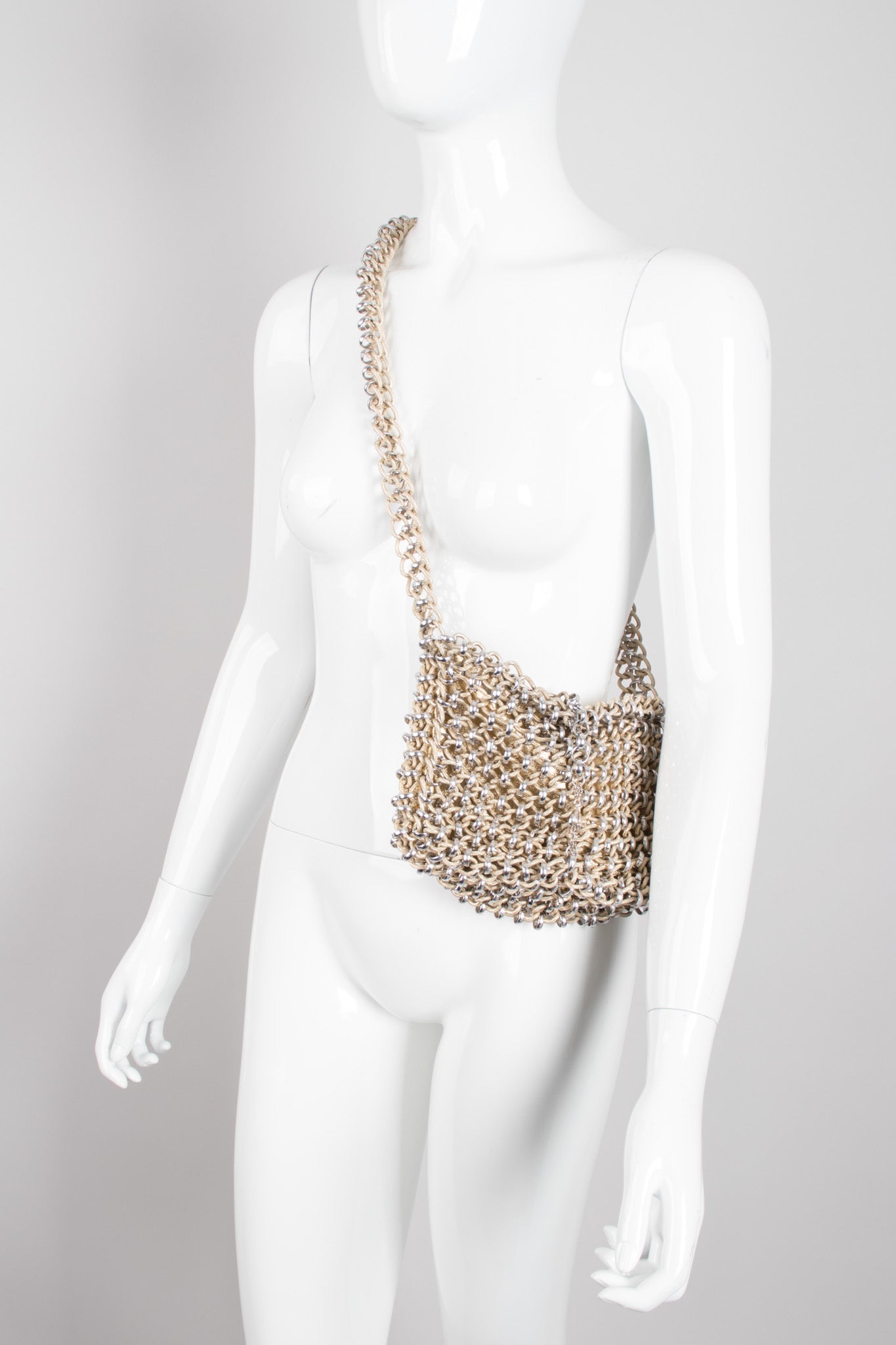 Lewis Vintage Champagne Mixed Metal Chain Link Bag