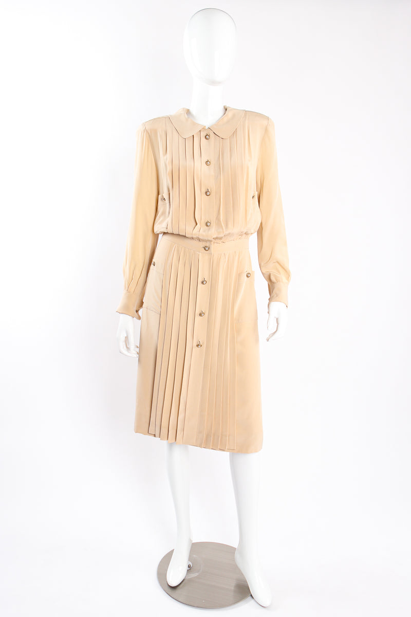 Vintage Chanel Boutique for I.Magnin Pleat Panel Dress on mannequin front @ Recess LA