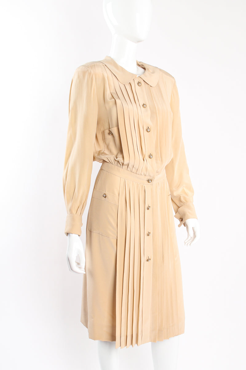 Vintage Chanel Boutique for I.Magnin Pleat Panel Dress mannequin angle @ Recess LA