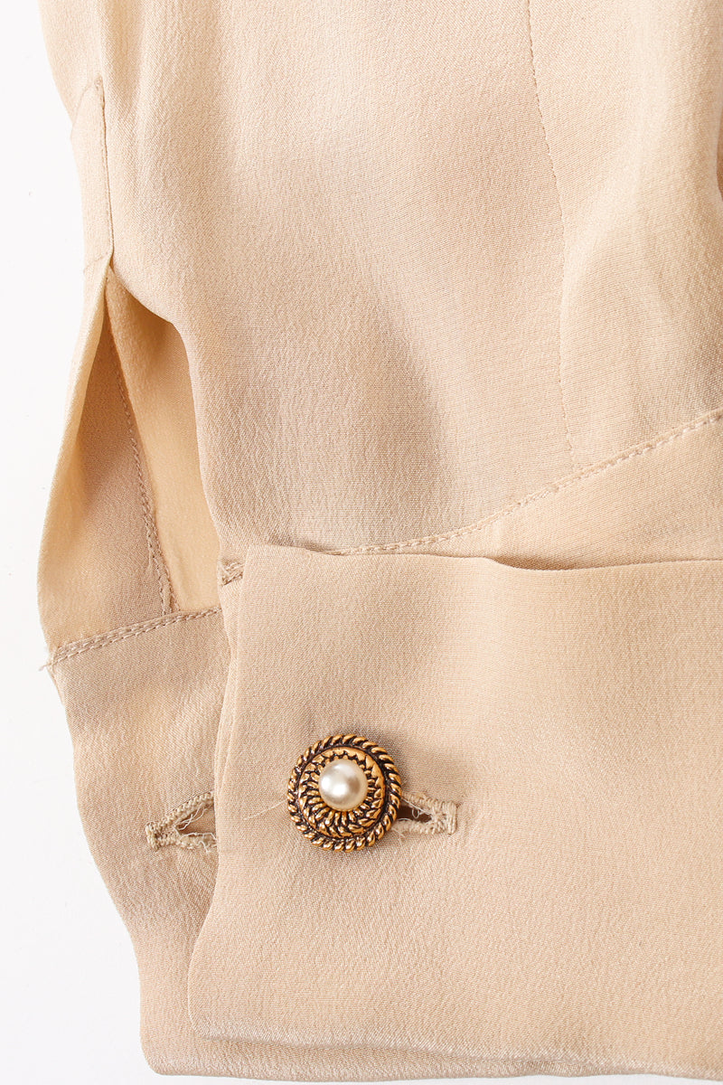 Vintage Chanel Boutique for I.Magnin Pleat Panel Dress baroque pearl cufflink deatil @ Recess LA