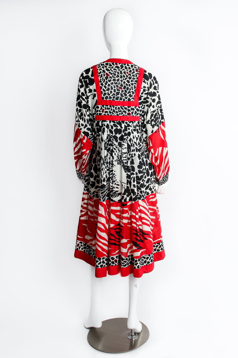 Vintage I.Magnin Mixed Animal Print Cotton Peasant Dress on Mannequin back at Recess Los Angeles