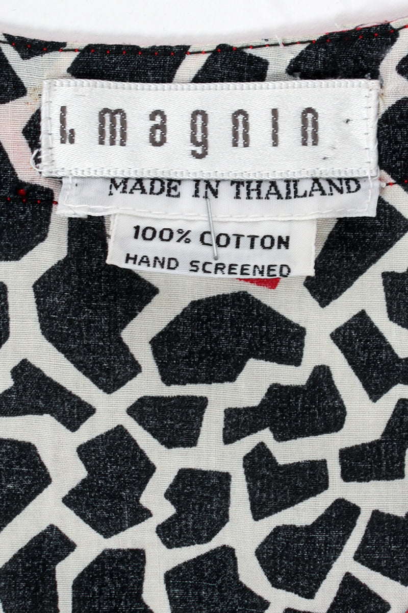 Vintage I.Magnin Mixed Animal Print Cotton Peasant Dress label at Recess Los Angeles