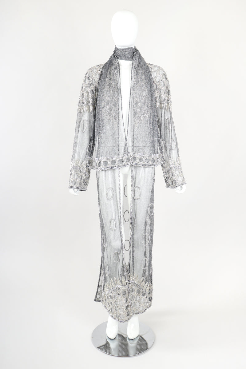 Recess Designer Consignment Vintage L'Affaire Gunmetal Sheer Beaded Duster Robe Jacket Los Angeles Resale  Price: 295