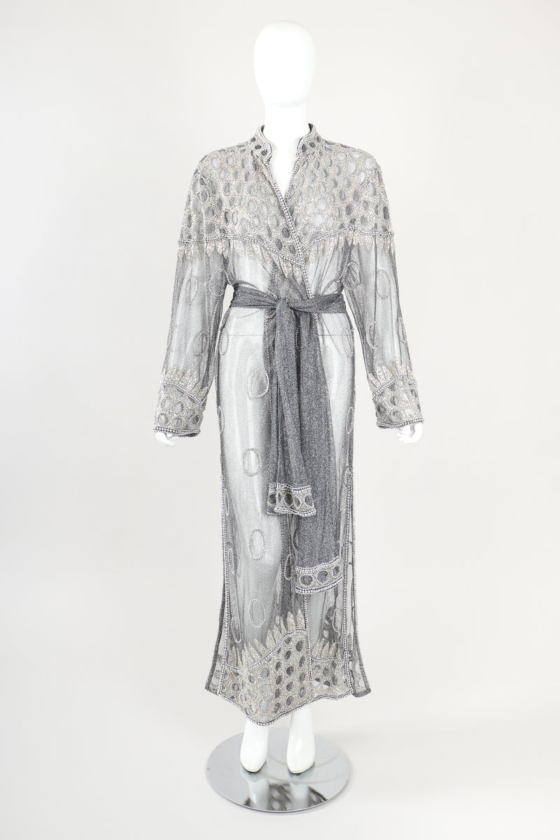 Recess Designer Consignment Vintage L'Affaire Gunmetal Sheer Beaded Duster Robe Jacket Los Angeles Resale  Price: 295